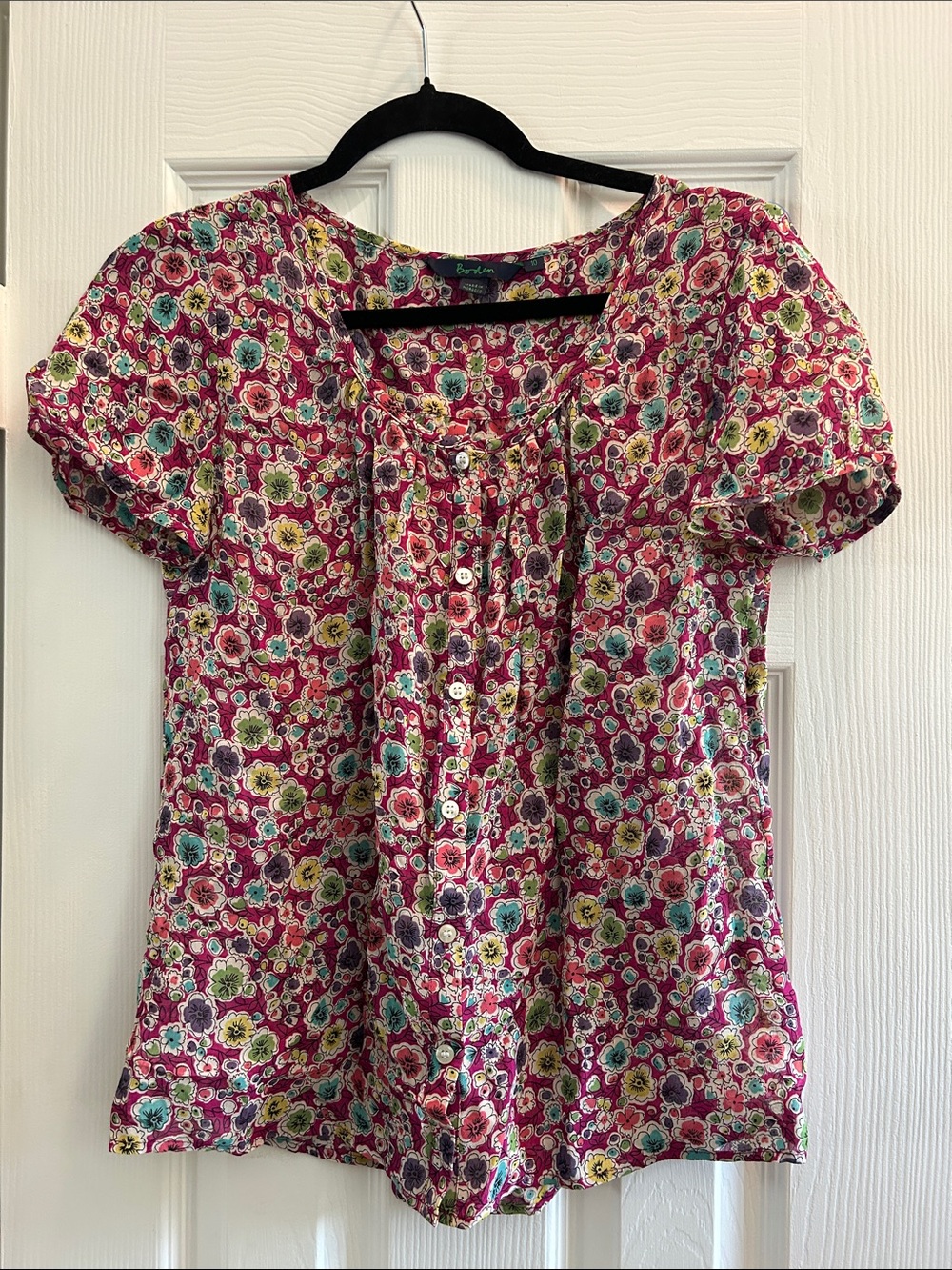 Boden Multicolor Floral Button-Front Women’s Blouse 100% Viscose Size 10
